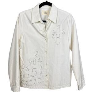Women's "Numbers" Jacket Off White Embroidered Button Up Unique One of A Kind